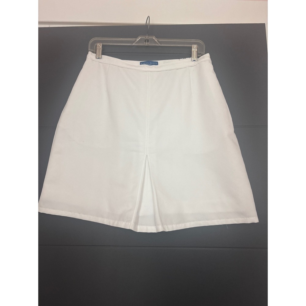 Karen Scott Sport Skort White A-Line Pleated Golf Tennis‎ Activewear Size 12